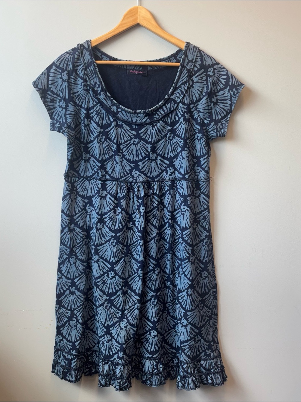 fresh produce Blue Patterned Short Sleeve Dress